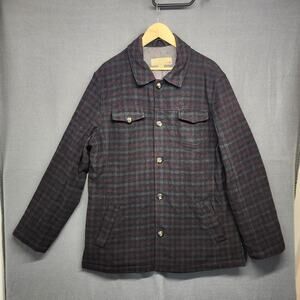 Utex Coat Jacket Mens Large Wool Blend Quilt Lining Grey Red Plaid Utility Chore
